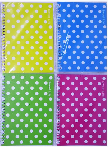 Тетрадь на спирали Горошек цветной, А5, 50 листов, ПВХ обложка, клетка (в ассортименте)