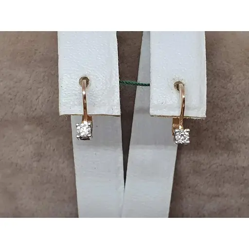 Золоті сережки ЮЗ "Багет" з діамантами. 2575 - фото 3