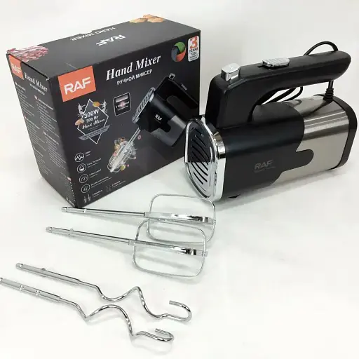 Ручний міксер кухонний R-6630 5 швидкостей 2 чорний насадки - фото 2