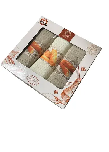Набір 3 вафельні рушники кухонні 40х60 см LUX 3D BREAD різнобарвний TC303375768