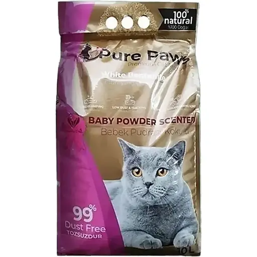 Уцінка. Наповнювач для котячого туалету Pure Paws White з Ароматом дитячої присипки  10 л 