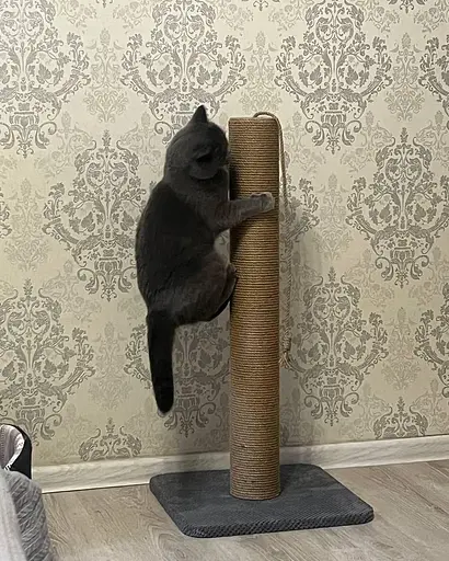 Когтеточка столбик на подставке (джут) 82х40х40 см Серый