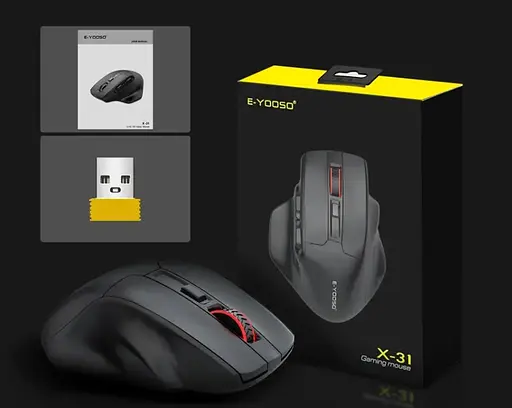 Ігрова комп'ютерна миша E-YOOSO X-31 мишка з USB приймачем 2.4G і 4800 DPI, чорна  - фото 4