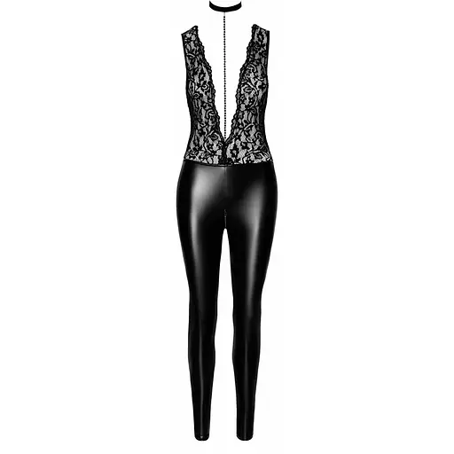 Комбинезон Noir Handmade F298 Libido Deep-V catsuit With collar and pearl chain - S