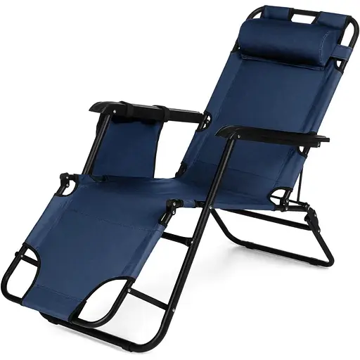 Шезлонг лежак Outtec раскладной синий - фото 2