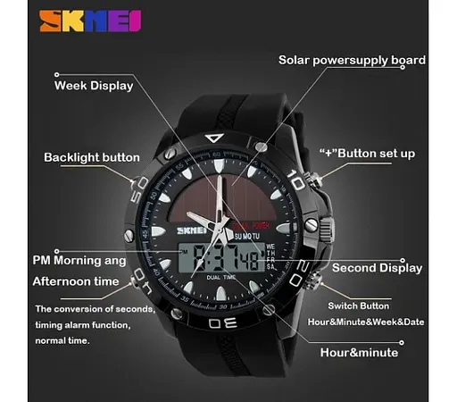 Чоловічий годинник Skmei Solar 1064 на сонячній батареї black - фото 6