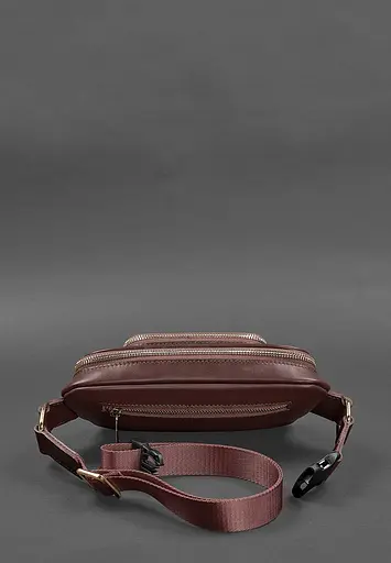 Шкіряна поясна сумка-бананка Трапеція бордова - фото 4