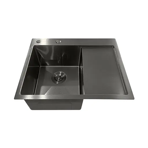Кухонна мийка з нержавіючої сталі Mixxus MH6350L Nano-Black MI7045, Графит - фото 4