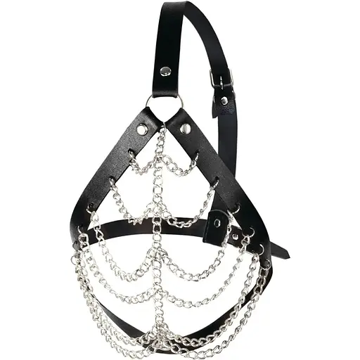 Маска с цепями Art of Sex - Devon, натуральная кожа, цвет черный - фото 2