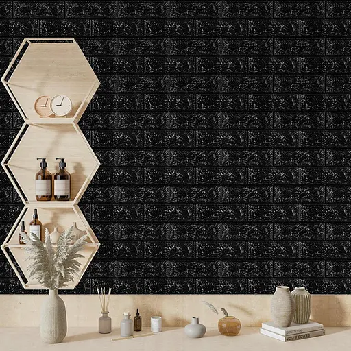 3D панель самоклеящаяся 700х770х3мм кирпич Черный (019-3) SW-00000584 - фото 5