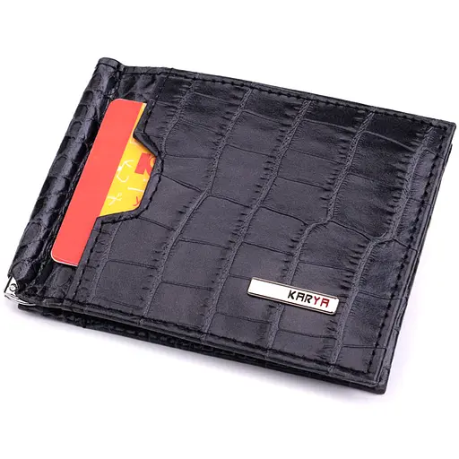 Чоловічий гаманець-затиск із натуральної шкіри KARYA 11х8х2 см acs0029589 - фото 5