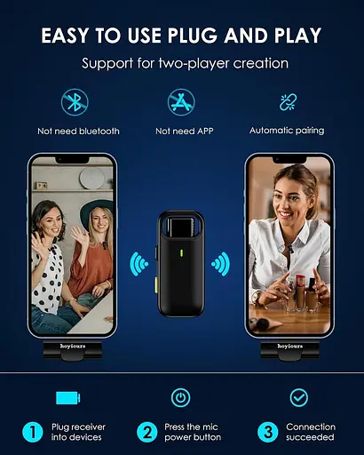 Бездротовий мікрофон Hoyiours для iPhone iPad, Plug-Play iPhone - фото 2