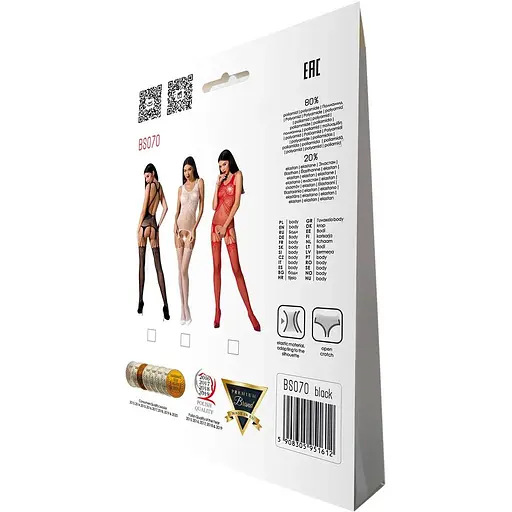 Бодистокинг Passion BS070 Red, комбинезон, имитация чулок и ажурного топа - фото 6