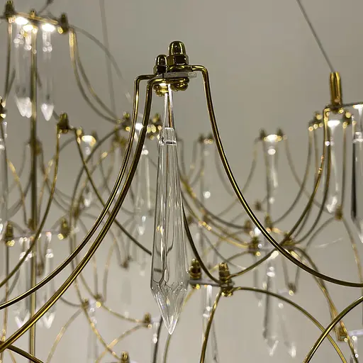 Дизайнерська невагома золота люстра із кришталем Ø 70 см | Арт. MJ203-730 Titanium | Line F - фото 5