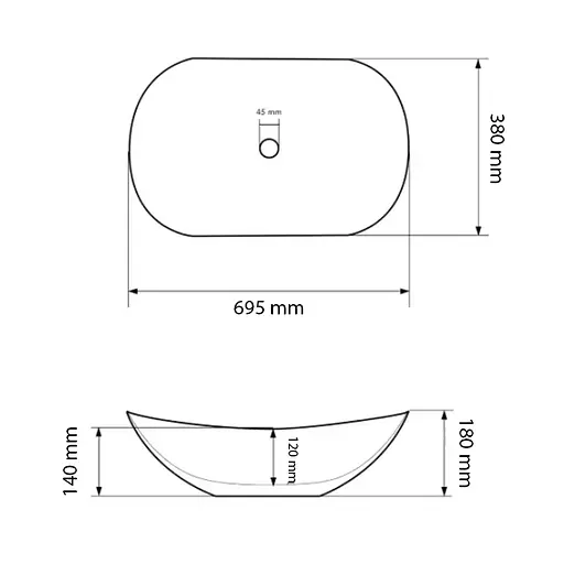 Умивальник VBI Turin L white накладний VBI-011512, Білий - фото 4