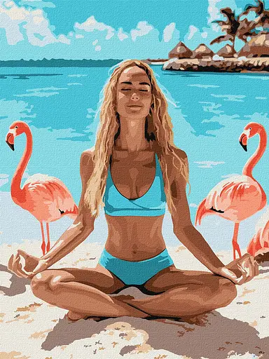 Набор для росписи по номерам Фламинго йога, Ideyka, 30x40 см, КНО8630