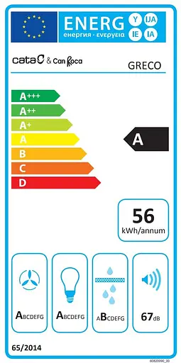 Вытяжка наклонная Cata & Can Roca 80 см 1400 м.куб/год Greco 80 wh белый - фото 2