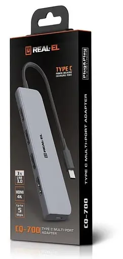 USB-Хаб Real-EL CQ-700 Space Grey UAH (EL123110002) - фото 6