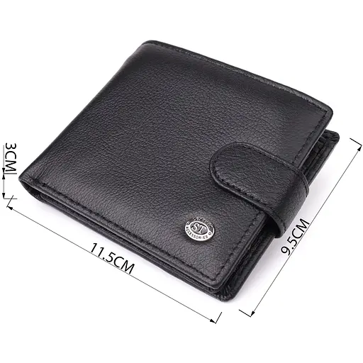 Классический мужской кошелек горизонтальный из натуральной кожи ST Leather 11.5х9.5х3 см acs0029626 - фото 3