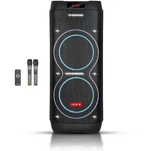 Акустическая переносная колонка ZXX-5560 2x10" TWS/FM/USB/TF/BT/REC/LED/2MIC/ДК 100Вт беспроводная колонка - фото 1