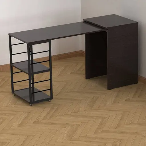 Стол-тумба трансформер Смарт 2/2 Ferrum-decor 750x1450x600 Черный металл ДСП Венге Магия 16 мм (FRD-106166)