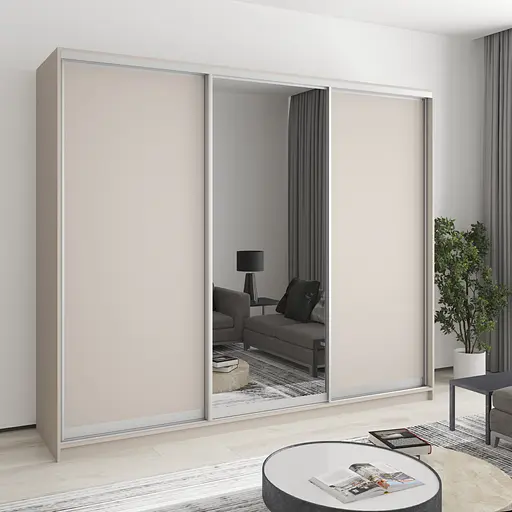 Шафа-купе тридверна MebelStar Комбо AL 2ДСП/Дзеркало 250x60x210 см Кашемір (MBS-3365)