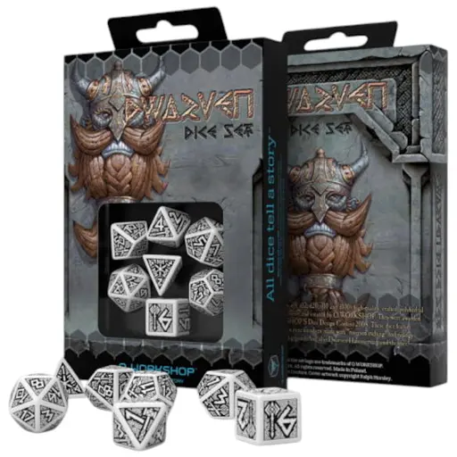 Набір кубиків Dwarven White & black Dice Set , 7 шт. (SDWA02)