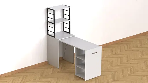 Стол-тумба трансформер Смарт 4/1 с этажеркой Ferrum-decor 1430x1450x500 Черный металл ДСП Белое 16 мм (FRD-105123) - фото 4