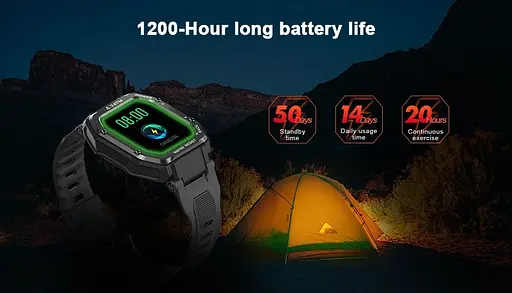 Тактические умные часы Kospet Rock противоударные, водонепроницаемые (Черный) - фото 8