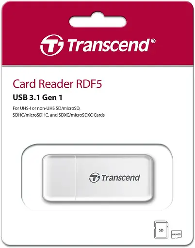 Кардрiдер Transcend USB 3.0 microSD/SD White (TS-RDF5W) - фото 2