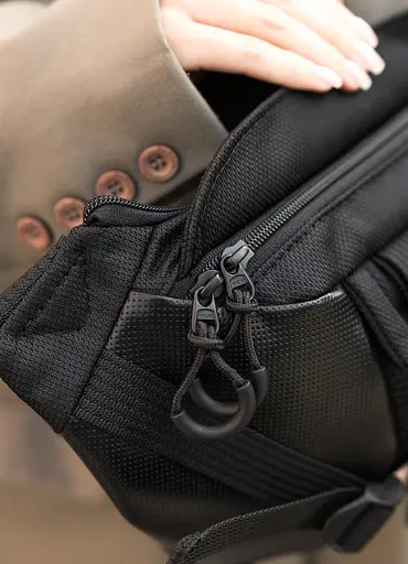 Большая женская поясная сумка бананка Sambag DynamicDart черная 38×21×7 см (80411701) - фото 5