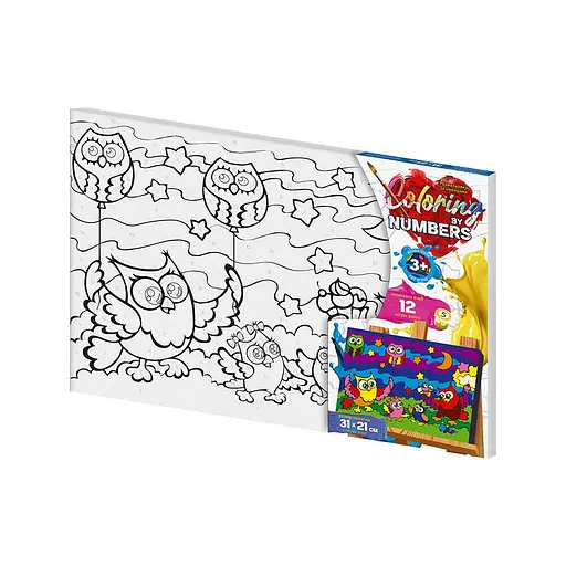 Креативна творчість Розмальовка за номерами Coloring by Numbers, 31x21 см, сови