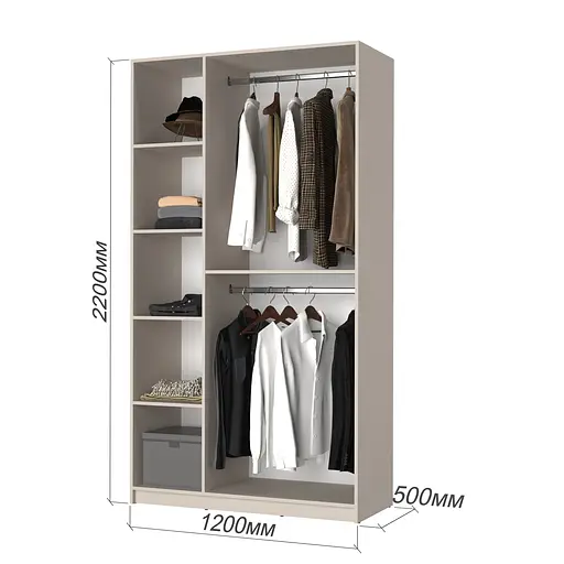 Шафа 3-дверна з антресоллю MebelStar Оскар ДСП BL-B, додаткова штанга 120x52x260 см Дуб рістрето (MBS-4884) - фото 3