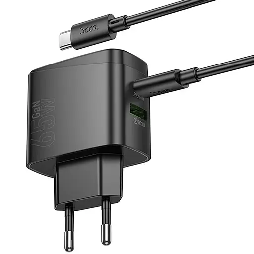 МЗП Hoco CS63A Bright PD65W (1USB-A/1C) + кабель Type-C to Type-C Black - фото 4