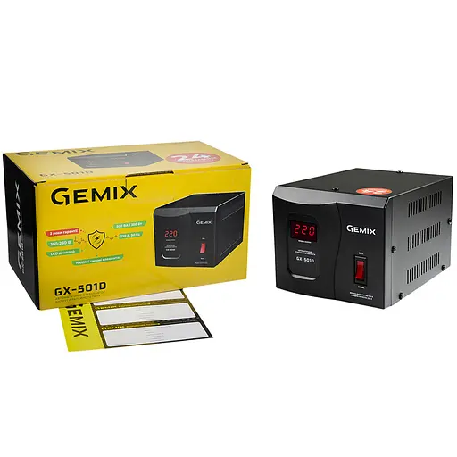 Стабилизатор напряжения Gemix GX-501D 500 ВА/350 Вт цифровые индикаторы пластиковый корпус - фото 6