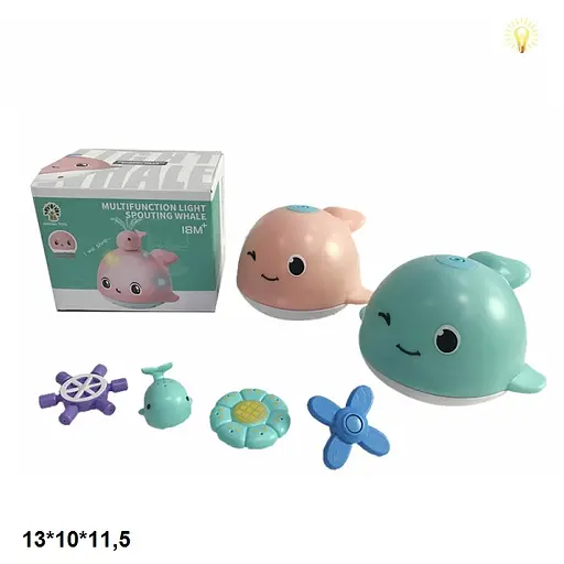 Набір для ванної Водограй Кит, на батарейках, світло, 13x10x11.5 см - фото 3