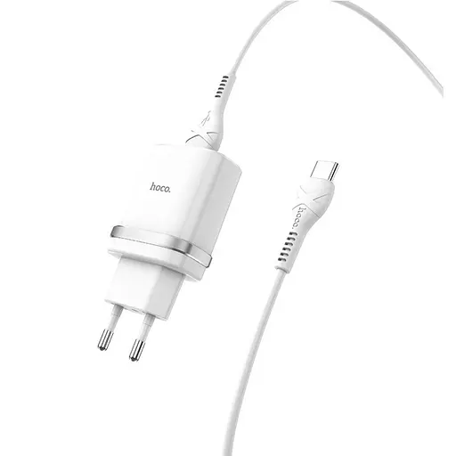 Зарядное устройство Hoco C12Q USB QC 18W белый + кабель USB to Type-C - фото 1