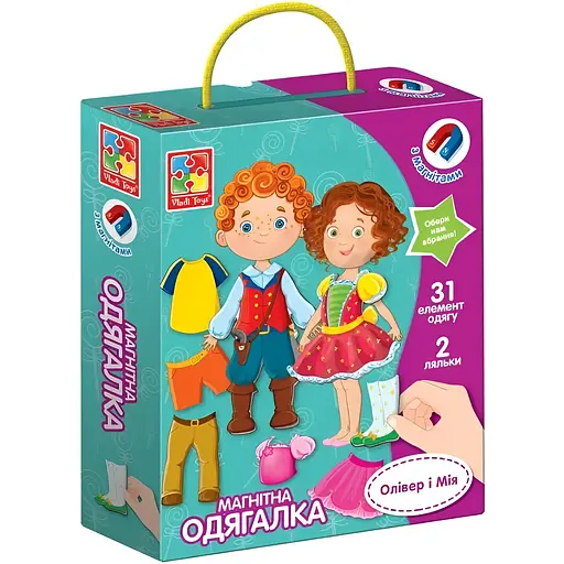 Гра настільна Vladi Toys магнітна одягалка Олівер і Мія (VT3702-12) - фото 1