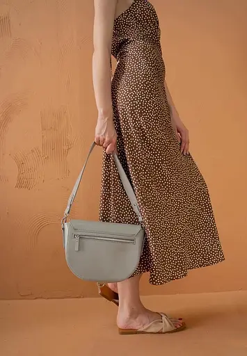 Жіноча шкіряна сумка Ruby L сіра - фото 5