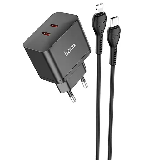 МЗП Hoco N29 PD35W (2USB-C) + кабель Type-C to Lightning Black
