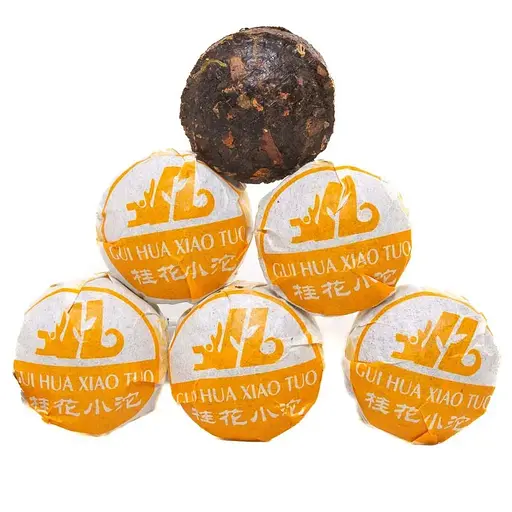 Чай Jinglong Tea Factory Шу Пуер Цзин Лун Османтус, мініточа із квіточками коричного дерева, 7 гр. - 100 шт