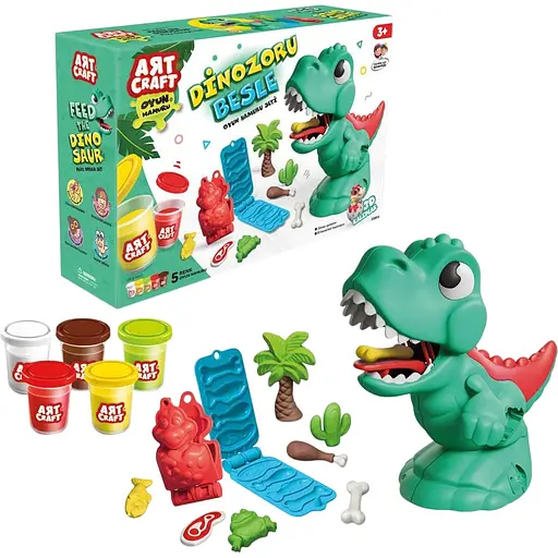 Уценка. Набор для творчества из теста Dede Art Craft Накорми динозавра 280 г (3814) - фото 1