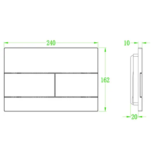 Панель змиву Koer KT-0603-03 240x160x10mm пластикова, кнопка лінійна KR5318, Білий - фото 3
