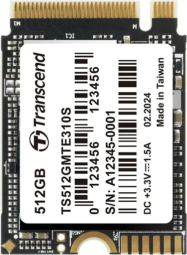 Накопитель SSD Transcend m.2 NVMe 512GB M.2 2230 PCIe 4.0x4 3D TLC (TS512GMTE310S) - фото 1