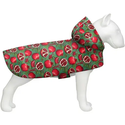 Дощовик-накидка з капюшоном для собак Waudog Clothes, малюнок "Гранати", XL, А 55-61 см, B 68-80 см, С 42-52 см