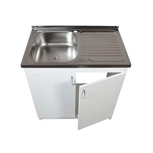 Кухонна тумба з накладною мийкою в комплекті ЛДСП 80х50х83 см Біла (52868-0115) - фото 5