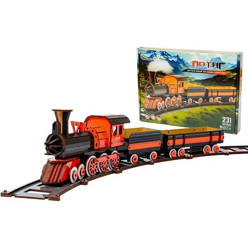 Деревянный 3D конструктор Поезд PuzzleOk Puz-00924 231 деталь - фото 1