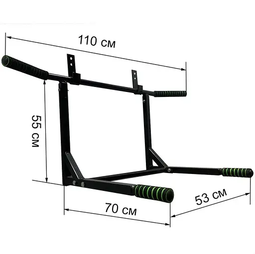 Турнік-бруси настінний "Iron" NE-TR-2B 2 в 1 з м'якими ручками чорний - фото 6