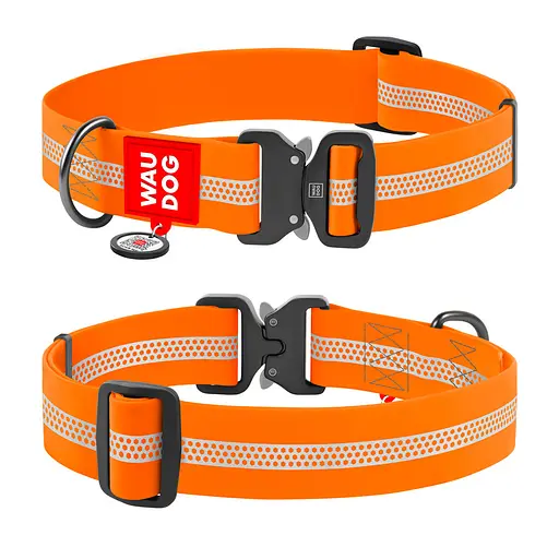 Ошейник для собак водостойкий Waudog Waterproof с QR-паспортом светоотражающий металлическая пряжка-фастекс XXL Ш 40 мм Д 46-70