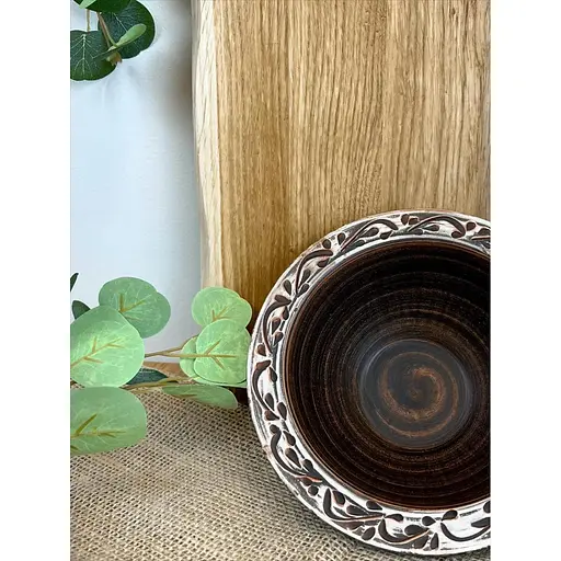 Миска для галушок керамічна (глиняна) різьблена Ангоб 700 мл - фото 5